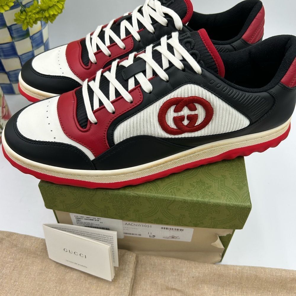 Men's Gucci Mac 80 low top leather sneakers size 11 fits 11.5 US made in Italy